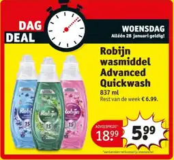 Kruidvat Robijn wasmiddel Advanced Quickwash aanbieding