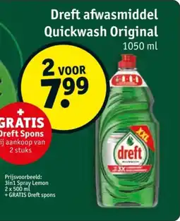 Kruidvat Dreft afwasmiddel Quickwash Original aanbieding