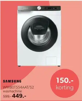 Wehkamp Samsung WW80T554AAT-S2 Wasmachine 150.- Korting aanbieding