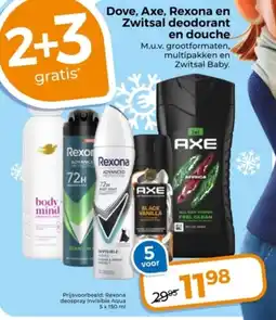 Trekpleister Dove, Axe, Rexona en Zwitsal deodorant en douche aanbieding