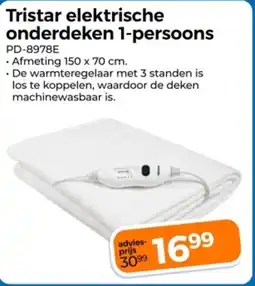 Trekpleister Tristar elektrische onderdeken 1-persoons aanbieding