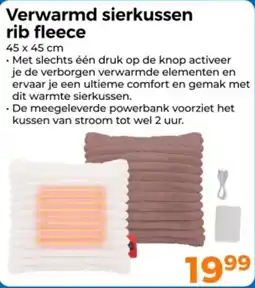 Trekpleister Verwarmd sierkussen rib fleece aanbieding