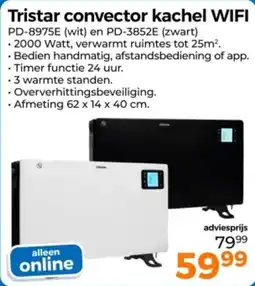 Trekpleister Tristar convector kachel WiFi aanbieding