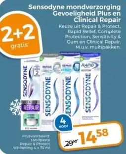 Trekpleister Sensodyne mondverzorging Gevoeligheid Plus en Clinical Repair aanbieding