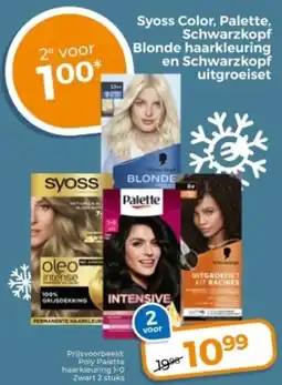 Trekpleister Syoss Color, Palette, Schwarzkopf Blonde haarkleuring en Schwarzkopf uitgroeiset aanbieding