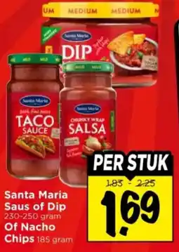 Vomar Voordeelmarkt Santa Maria Saus of Dip Of Nacho Chips aanbieding