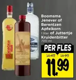 Vomar Voordeelmarkt Boomsma Jenever of Berentzen Apfelkorn of Juttertje Kruidenbitter aanbieding