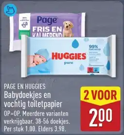 ALDI Page en Huggies Babydoekjes en Vochtig Toiletpapier aanbieding
