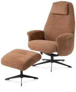 Xooon Tonale, relax-fauteuil incl. poef - graphiet frame - stof Vada kiezel of koper - koper aanbieding