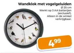 Trekpleister Wandklok met vogelgeluiden aanbieding