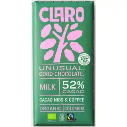 Albert Heijn Claro Reep 52% milk cacao nibs & coffee aanbieding