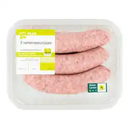 PLUS PLUS Varkenssaucijs 3 stuks aanbieding