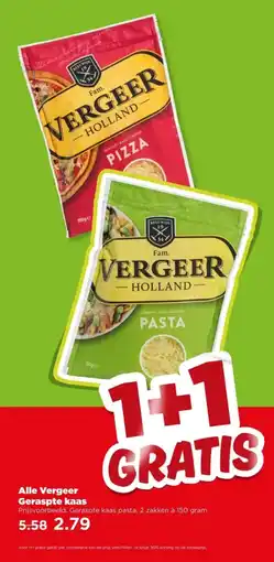 PLUS Alle Vergeer Geraspte kaas aanbieding