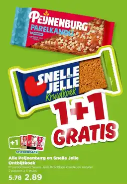 PLUS Alle Peijnenburg en Snelle Jelle Ontbijtkoek aanbieding