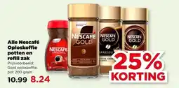 PLUS Alle Nescafé Oploskoffie potten en refill zak aanbieding