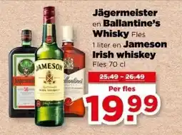 PLUS Jägermeister en Ballantine's Whisky en Jameson Irish whiskey aanbieding