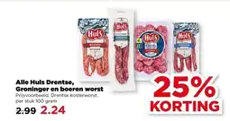PLUS Alle Huls Drentse, Groninger en boeren worst aanbieding