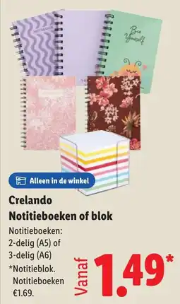 Lidl Crelando Notitieboeken of Blok aanbieding