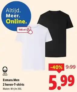 Lidl Esmara Men 2 heren-T-shirts aanbieding