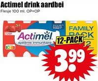 Dirk Actimel drink aardbei aanbieding