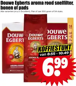 Dirk Douwe Egberts aroma rood snelfilter, bonen of pads aanbieding