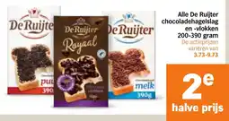 Albert Heijn Alle De Ruijter chocoladehagelslag en Vlokken aanbieding