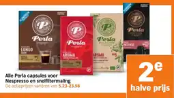 Albert Heijn Alle Perla capsules voor Nespresso en Snelfiltermaling aanbieding