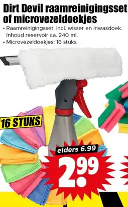 Dirk Dirt Devil raamreinigingsset of microvezeldoekjes aanbieding
