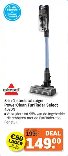 Albert Heijn 3-in-1 steelstofzuiger PowerClean FurFinder Select aanbieding