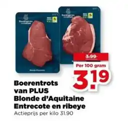 PLUS Boerentrots van PLUS Blonde d'Aquitaine Entrecote en ribeye aanbieding