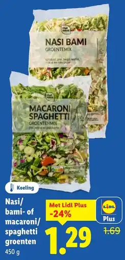 Lidl Nasi / bami of macaroni / spaghetti groenten aanbieding