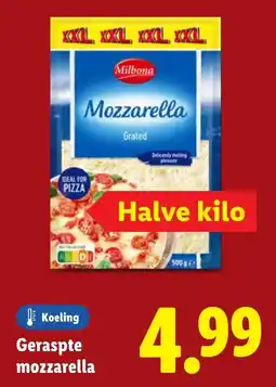 Lidl Geraspte mozzarella aanbieding