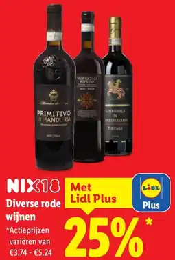 Lidl Diverse rode wijnen aanbieding