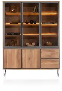 Henders & Hazel Trapani, buffet 160 cm - 3-glasdeuren + 2-deuren + 2-laden (+ LED) aanbieding