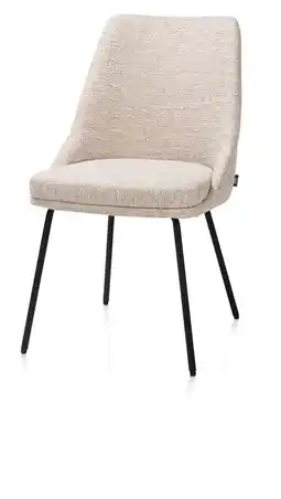 Henders & Hazel Isaac, eetkamerstoel - 4-pootjes - rough off black - stof Bellini - Creme aanbieding