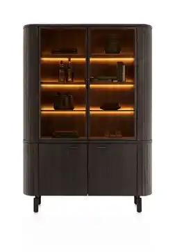 Henders & Hazel Ravello, buffet 150 cm - 2-deuren + 2-glasdeuren (+ LED) - Basalt aanbieding