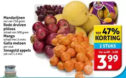 Hoogvliet Mandarijnen Rode druiven pitloos Mango Galia meloen Jonagold appels aanbieding