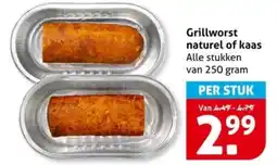 Hoogvliet Grillworst naturel of kaas aanbieding