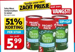 Hoogvliet John West tonijnstukken in water aanbieding