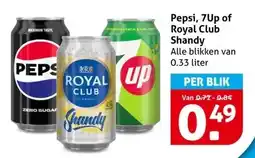 Hoogvliet Pepsi, 7Up of Royal Club Shandy aanbieding