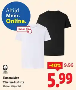 Lidl Esmara 2 heren T-shirts aanbieding