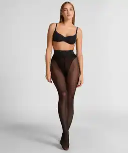 Hunkemoller Hunkemöller Panty 15 Denier Graphic Mesh Zwart aanbieding