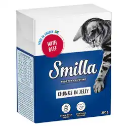 Zooplus Smilla Hapjes in Saus 24 x 370 en Smilla Hapjes in Gelei 24 x 380 g Kattenvoer - Rund in Gelei aanbieding