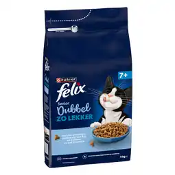Zooplus 2x4 kg Felix Senior Dubbel lekker Kip & Kalkoen Kattenvoer droog aanbieding