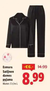 Lidl Esmara Satijnen dames pyjama aanbieding