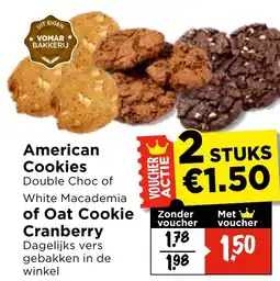 Vomar Voordeelmarkt American Cookies of Oat Cookie Cranberry aanbieding