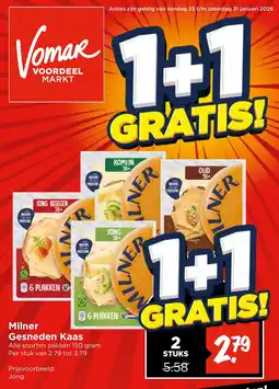Vomar Voordeelmarkt Milner Gesneden Kaas aanbieding