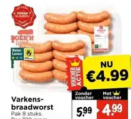 Vomar Voordeelmarkt Varkens- braadworst aanbieding