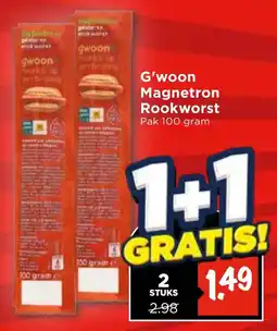 Vomar Voordeelmarkt G'woon Magnetron Rookworst aanbieding