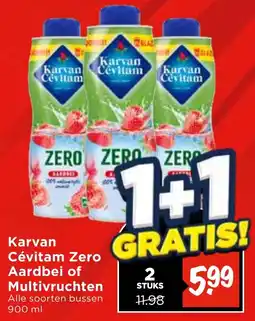 Vomar Voordeelmarkt Karvan Cévitam Zero Aardbei of Multivruchten aanbieding